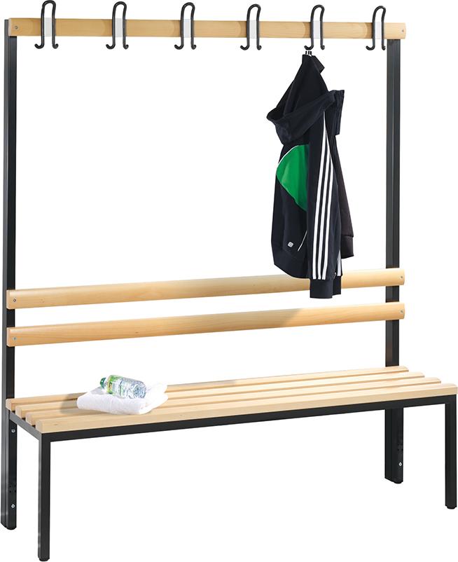 C+P-Möbel Garderobenbank Basic 8051-100, Holz, 150cm, freistehend, mit Hakenleiste, buche/anthrazit