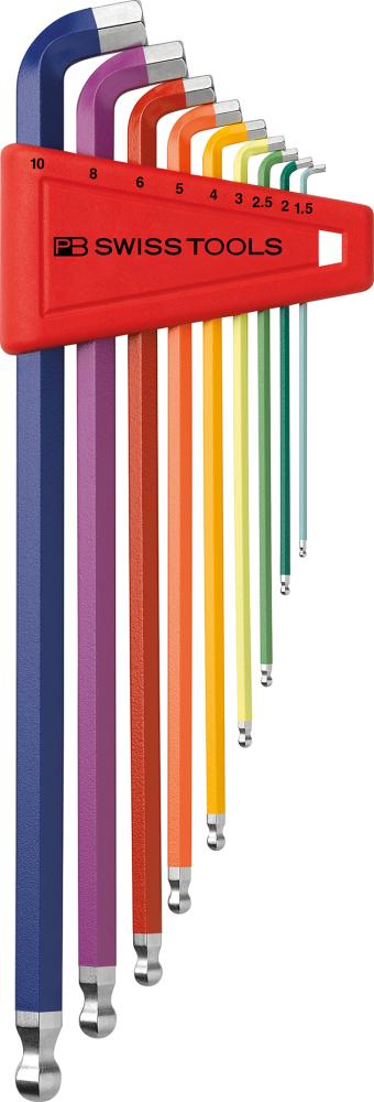 PB Swiss Tools Winkelschraubendreher- Satz im Kunststoffhalter 9-teilig 1,5-10mm 100 Grad Rainbow