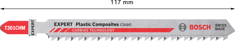 Bosch EXPERT ‘Plastic Composites Clean’ T 301 CHM Stichsägeblatt, 3 Stück
