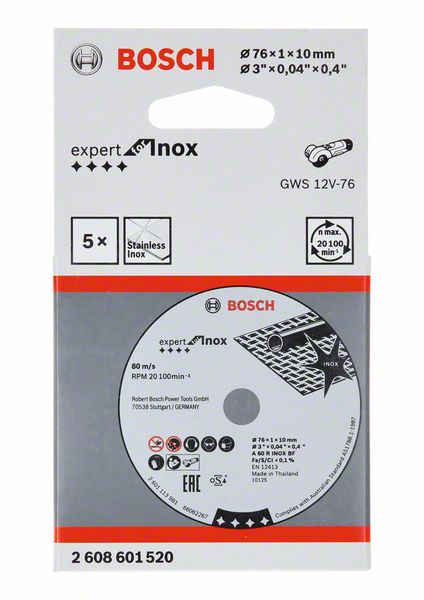 Bosch Trennscheibe xpert Inox 76x1,0 (5 Stk.)