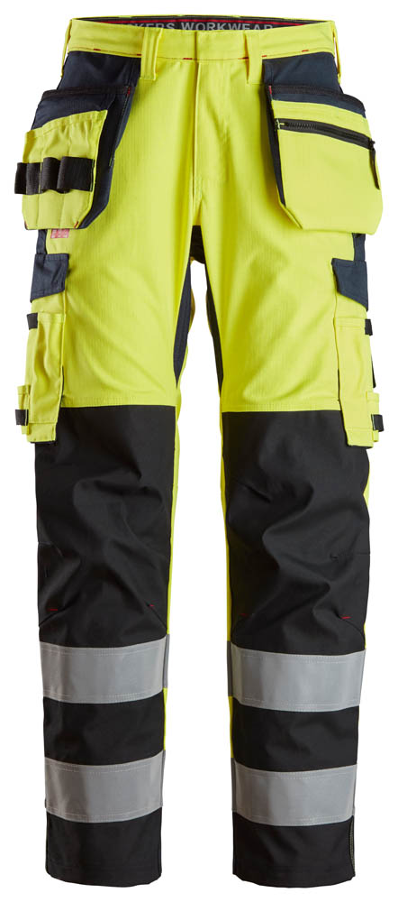 Snickers 6264 ProtecWork Hi-Vis verstärkte Arbeitshose, Kl. 2 signalgelb-blau