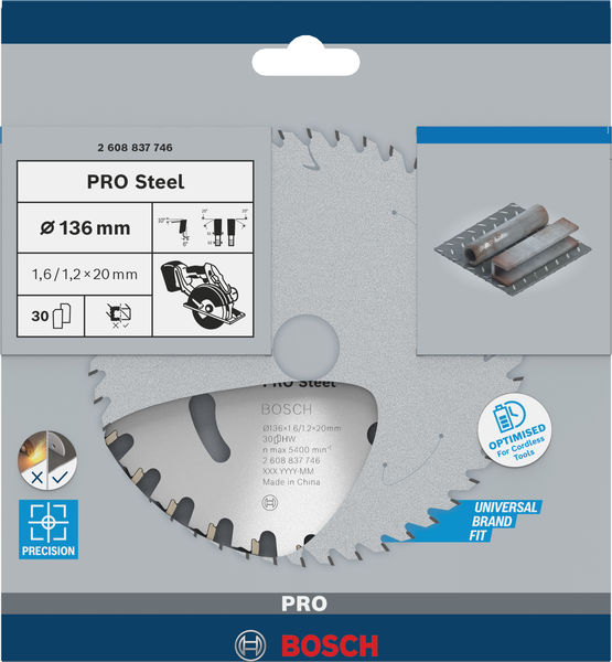 Bosch PRO Steel cordless Kreissägeblatt 136 x 1,6 x 20 mm