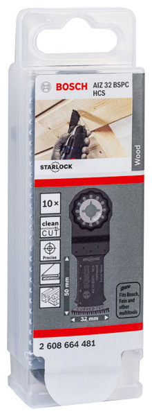 Bosch HCS Tauchsägeblatt AIZ 32 BSPC Hard Wood, 50 x 32 mm, 10er-Pack