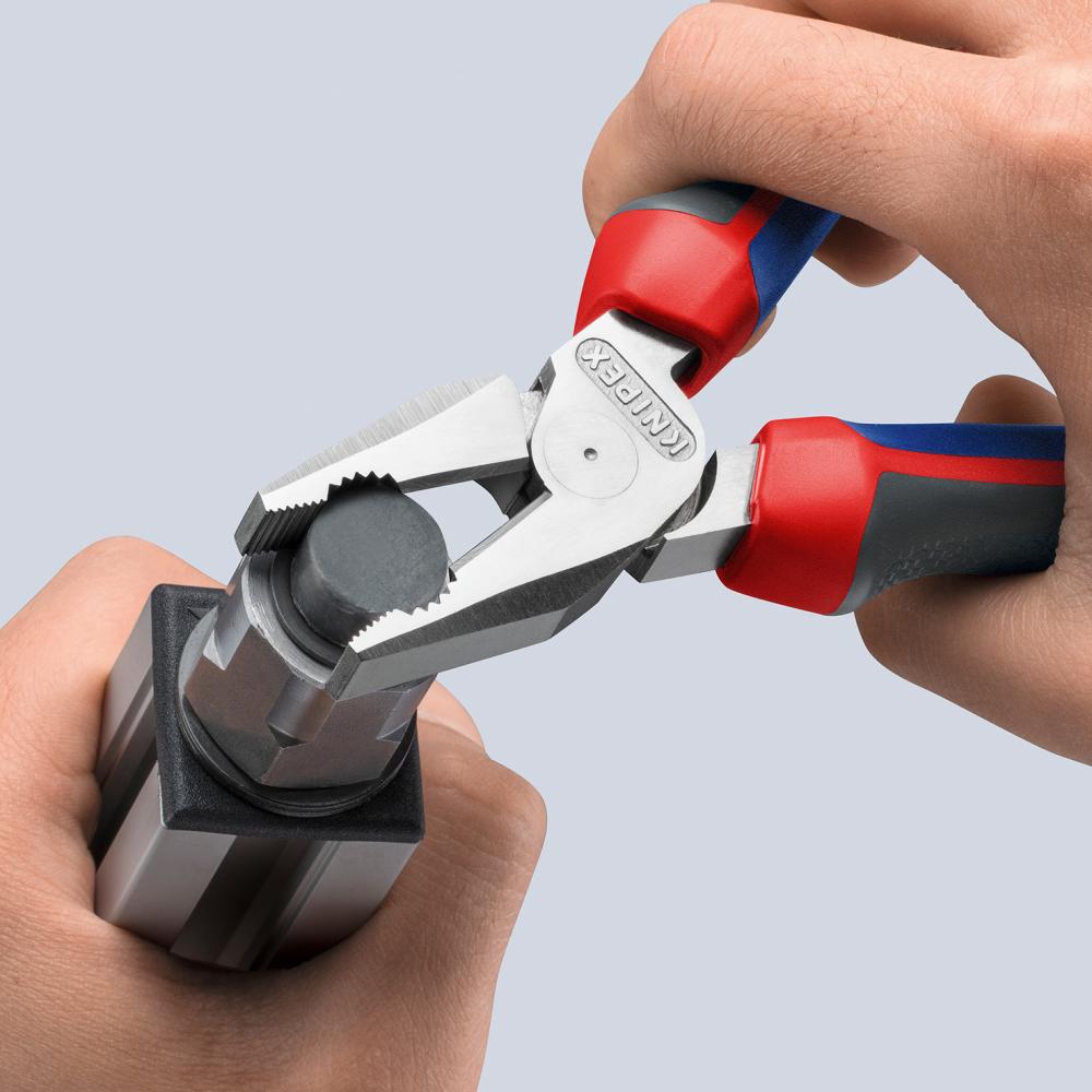 Knipex Kraft-Kombinationszange verchromt mit Mehrkomponenten-Griffen 180mm