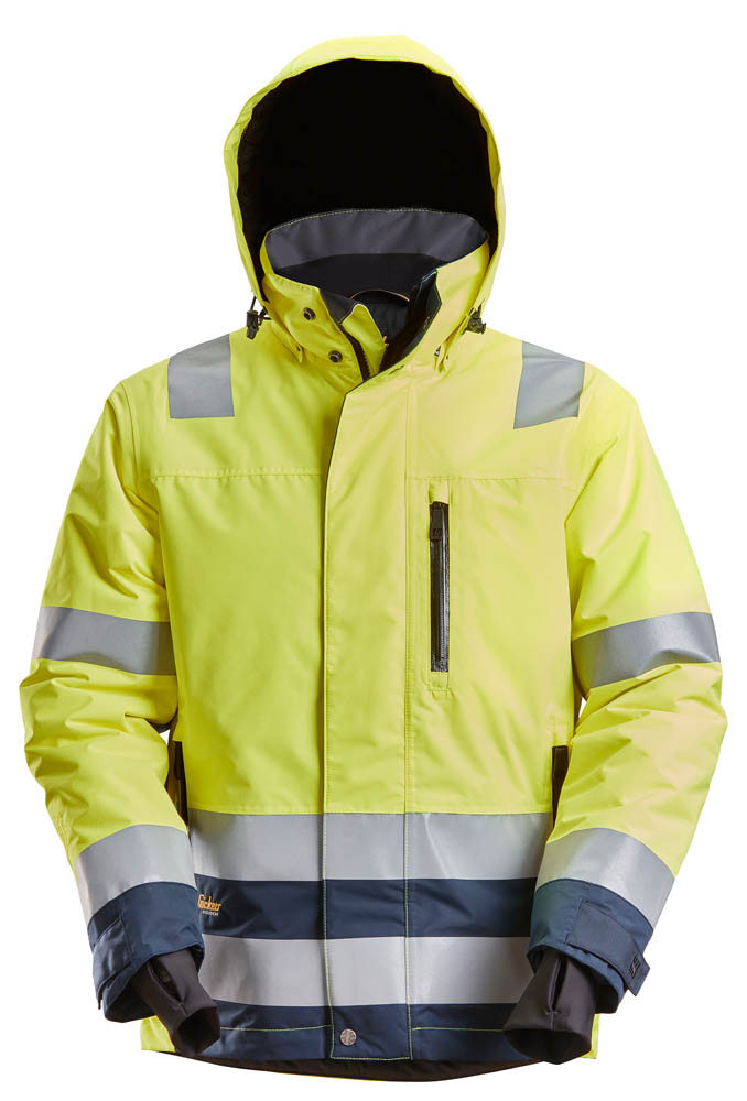Snickers 1132 AllroundWork Hi-Vis wasserdicht 37.5 isolierende Arbeitsjacke, Kl. 3 signalgelb-blau