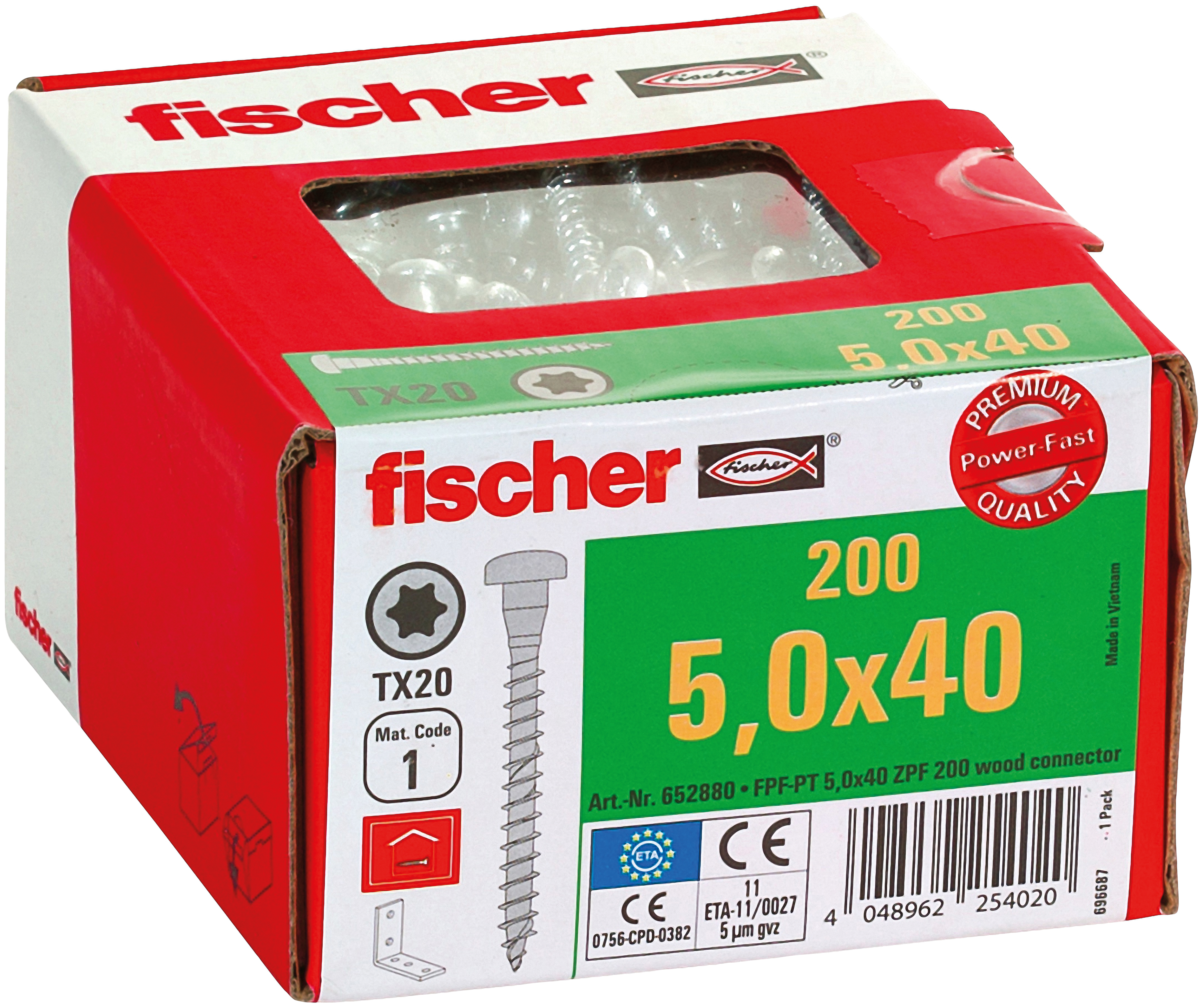 fischer PowerFast 5,0 x 40 Blechverbinder blauverzinkt Vollgewinde