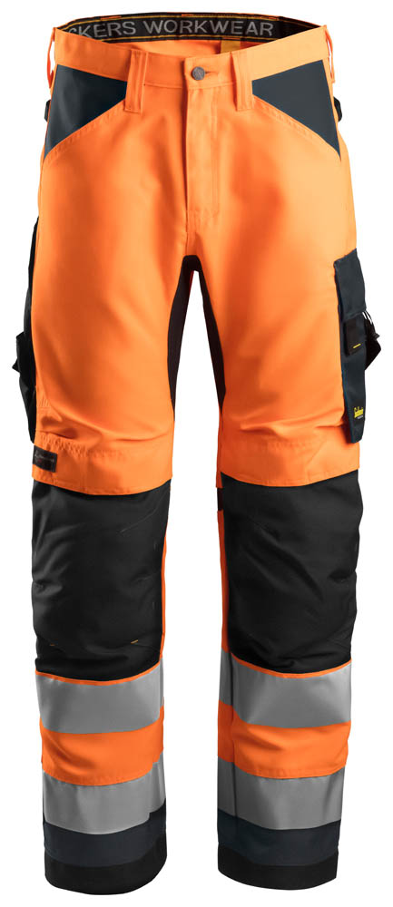 Snickers 6331 AllroundWork Hi-Vis Arbeitshose, Kl.2 signalorange-grau