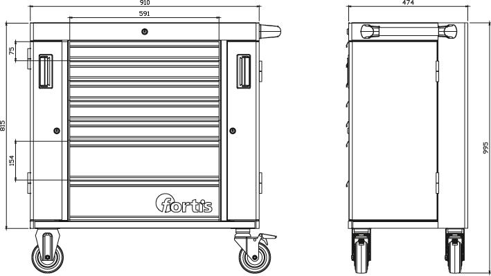 Fortis Werkstattwagen Seitentür 915x475x 995mm