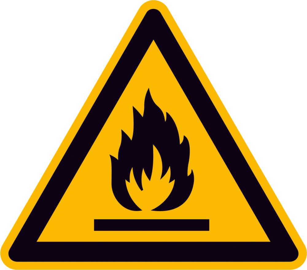 Warnschild Aluminium SL 200 mm Warnung vor feuergefährlichen Stoffen