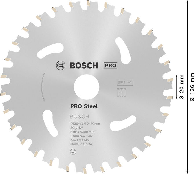 Bosch PRO Steel cordless Kreissägeblatt 136 x 1,6 x 20 mm