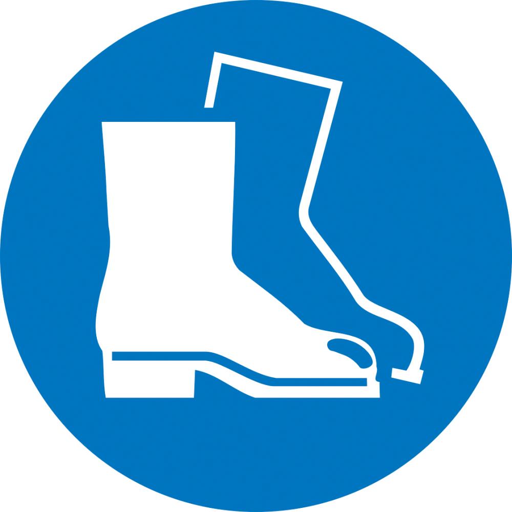 Gebotsschild „Fußschutz benutzen”