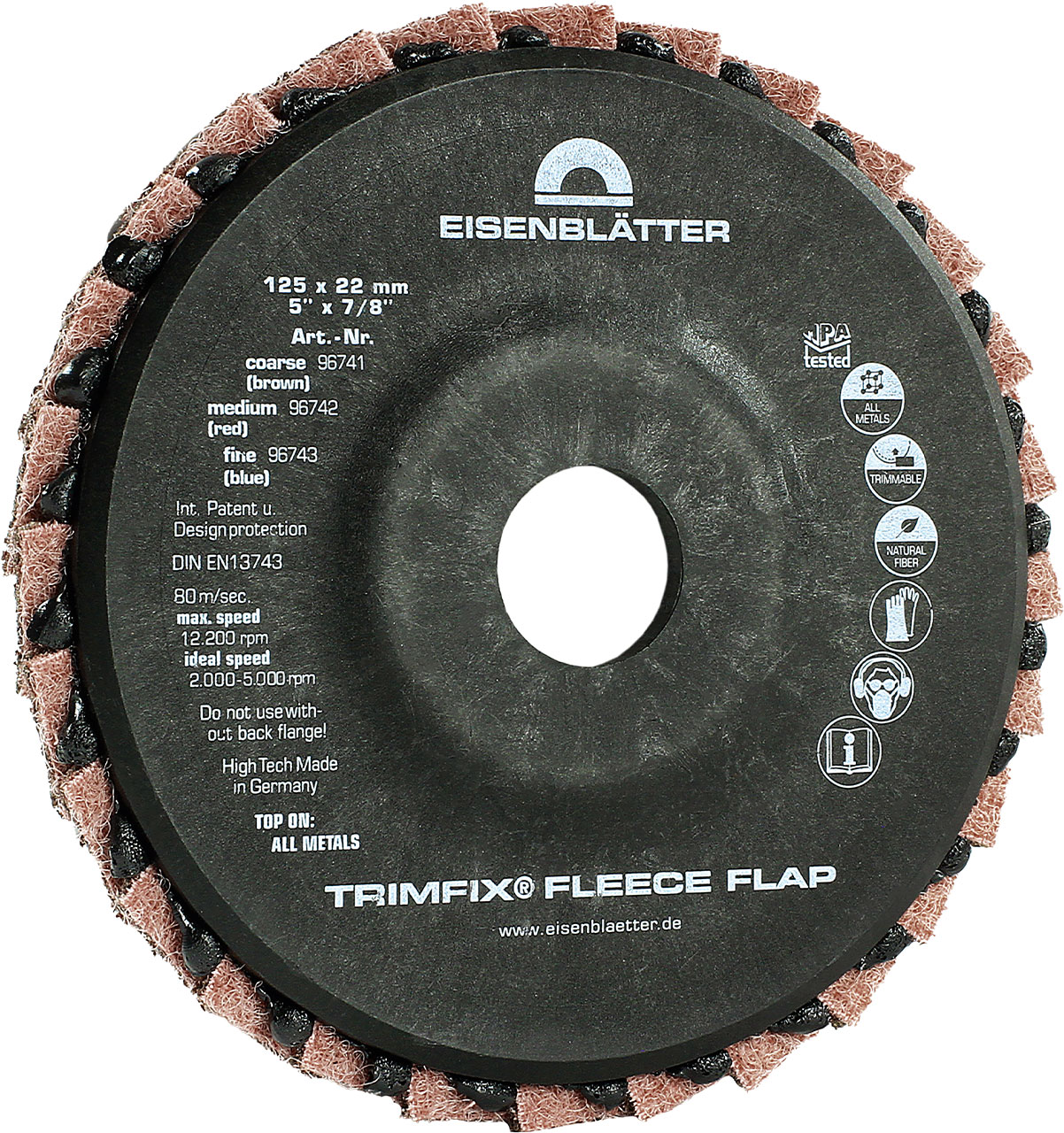 Eisenblätter TRIMFIX® Fleece Flap Lamellenscheibe 125 x 22,2 mm, Mittel
