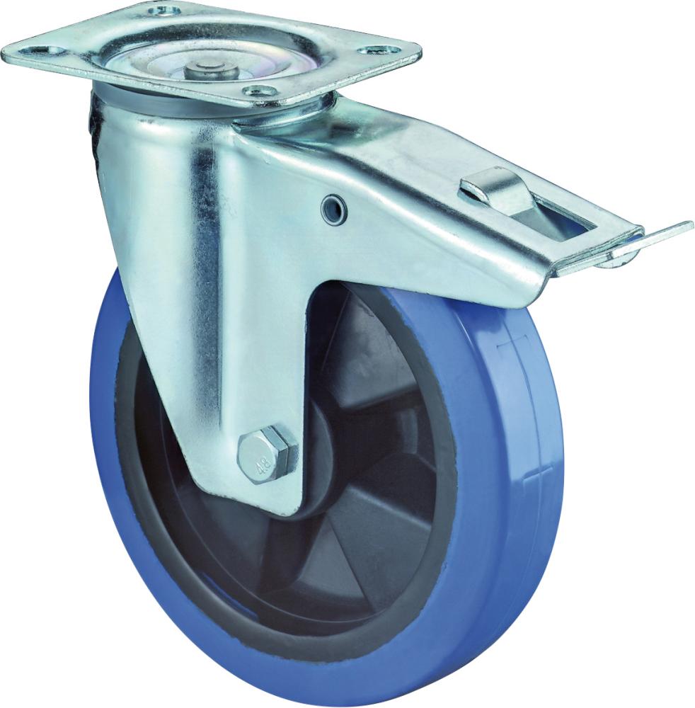 BS Rollen Lenkrolle 200mm L420 Platte Elastik blau Rollenlager Feststeller L420.B61.200