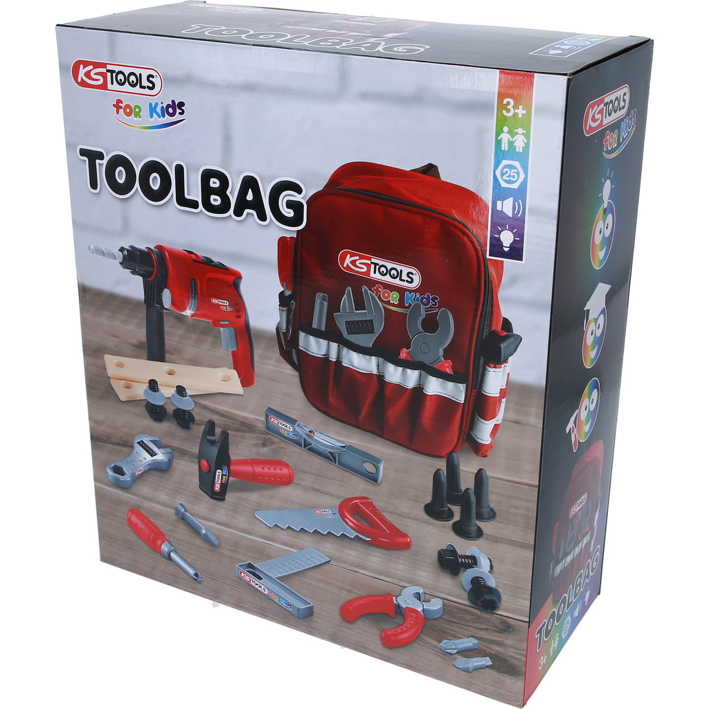 KS-TOOLS Werkzeug-Rucksack für Kinder mit Sortiment, 25-tlg