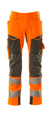 MASCOT ACCELERATE SAFE Arbeitshose mit Knietaschen, ULTIMATE STRETCH hi-vis orange/grau