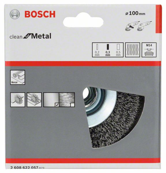 Bosch Kegelbürste Clean for Metal 100x0,3mm gewellt