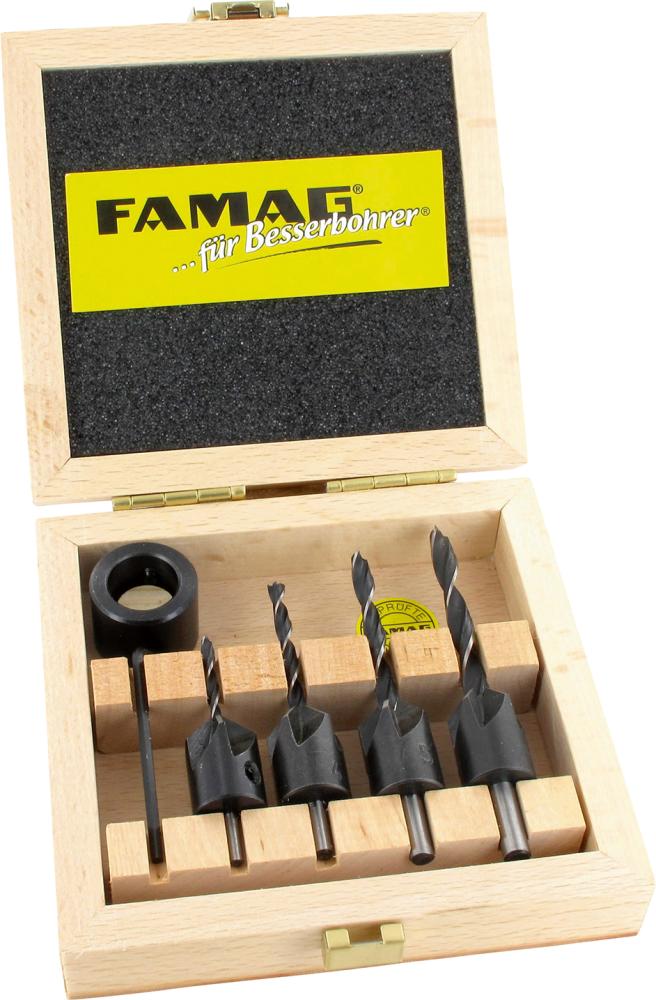 Famag Bohrer-Senker-Satz 4-teilig im Holzkoffer Famag