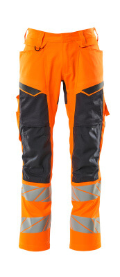 MASCOT ACCELERATE SAFE Hose mit Knietaschen und Stretch-Einsätzen hi-vis orange/schwarzblau