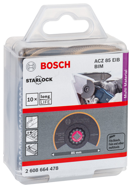 Bosch BIM-TiN Segmentsägeblatt ACZ 85 EIB, Multi Material, 85 mm, 10er-Pack