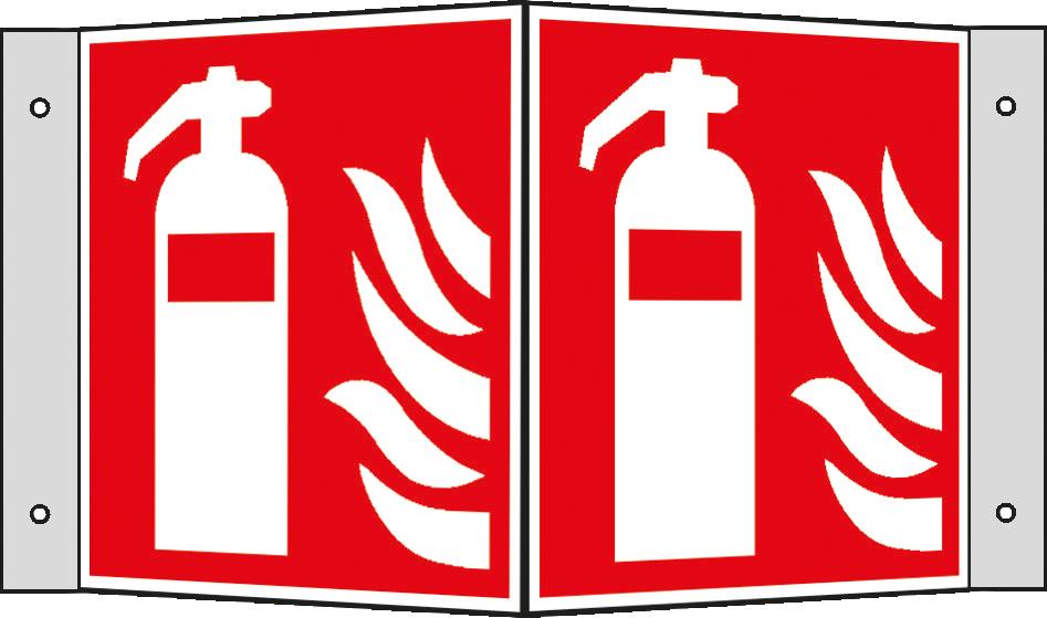 Brandschutzschild „Feuerlöscher” als Winkelschild