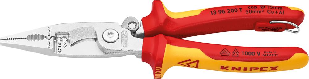 Knipex Elektorinstallations-Zange VDE TT 200mm mit Mehrkomponenten-Griff