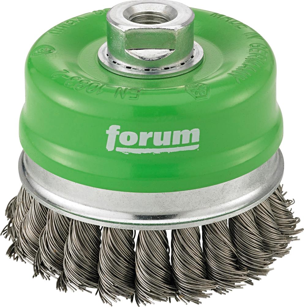 Forum Topfbürste rostfrei M14 80x0,50mm gezopft mit Stützring