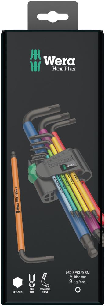 Wera 950/9 Hex-Plus Multicolour 1 SB Multicolour Winkelschlüsselsatz, metrisch, BlackLaser, 9-teilig