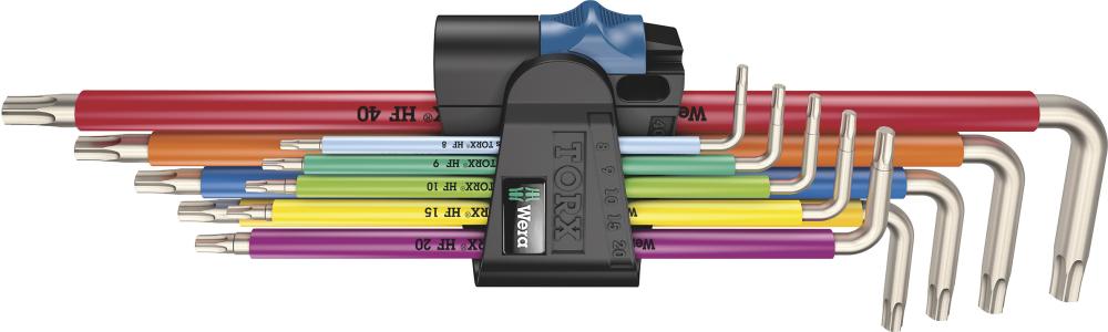 Wera Winkelschraubendreher- Satz lang Edelstahl 9-teilig T8-T40 Halfefunktion Color
