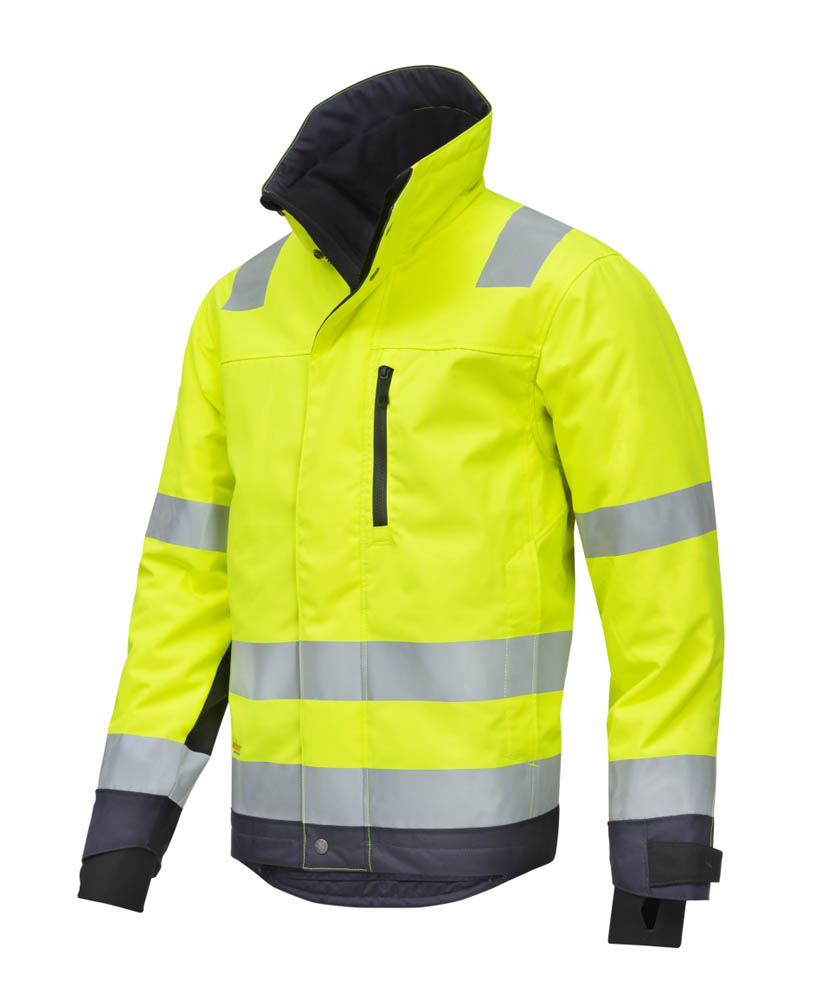 Snickers 1130 AllroundWork Hi-Vis 37.5® isolierende Arbeitsjacke, Kl. 3 signalgelb-grau