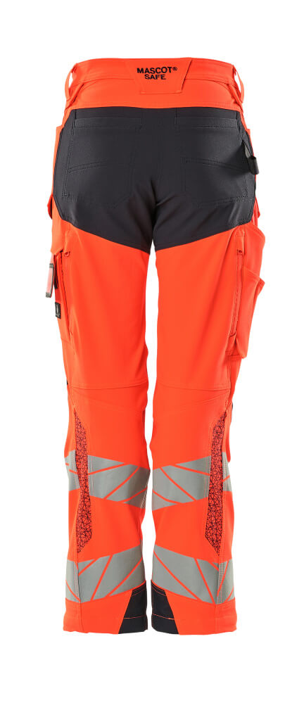 MASCOT ACCELERATE SAFE Hose mit Knietaschen hi-vis rot/schwarzblau 34 kurz