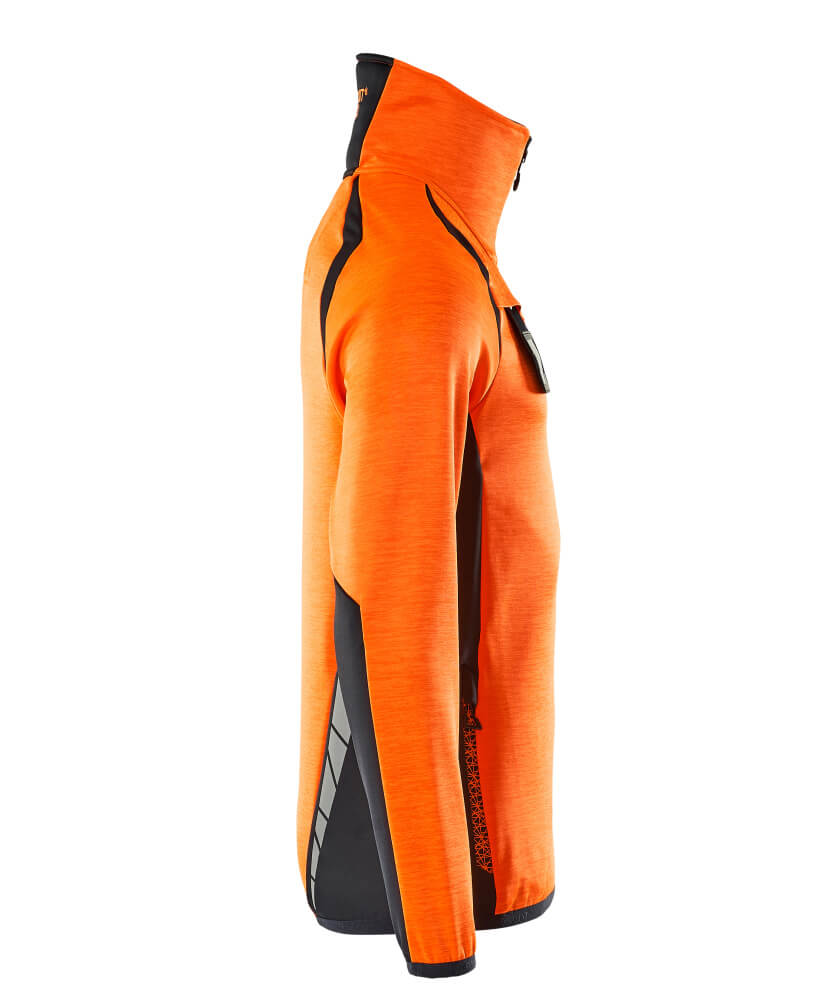 MASCOT ACCELERATE SAFE Fleecepullover mit kurzem Reißverschluss hi-vis orange/schwarzblau 5XL