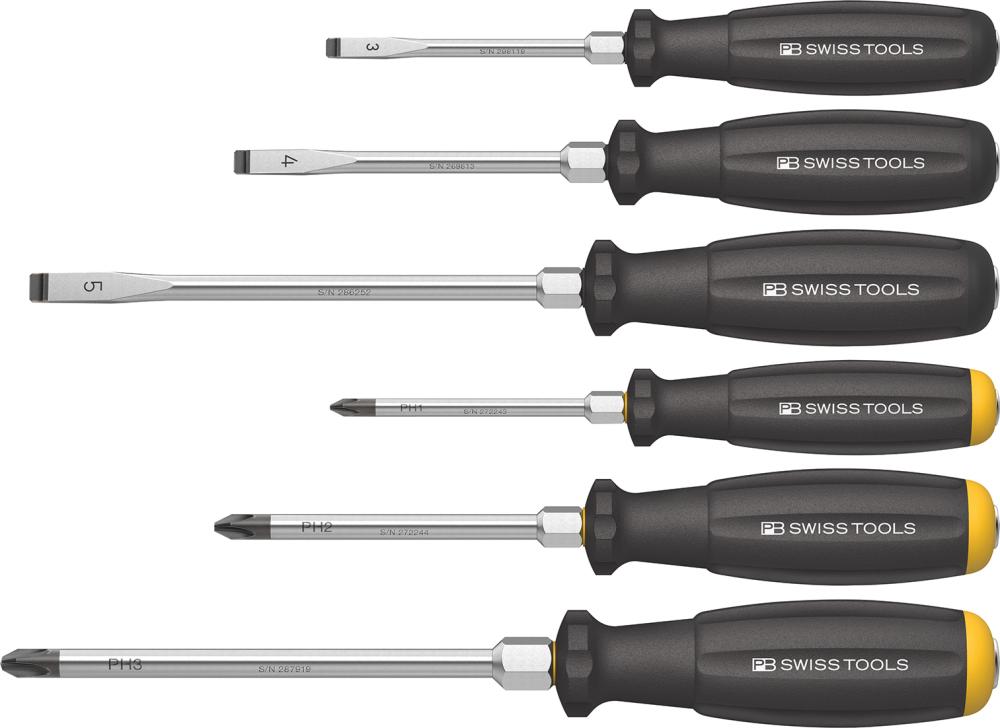 PB Swiss Tools Schraubendreher-Satz 6-teilig Schlitz/PH Schlagkappe