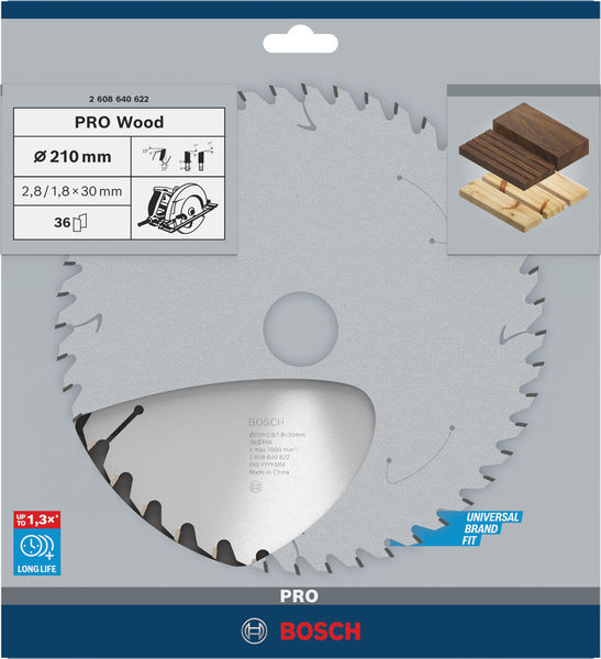Bosch PRO Wood Kreissägeblatt, 210 x 2,8 x 30 mm, T36