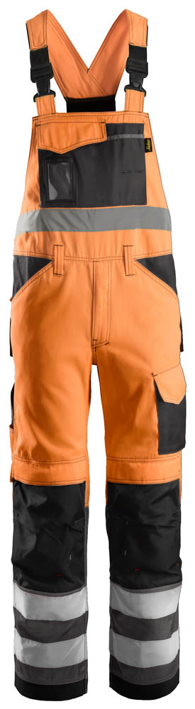 Snickers 0113 Hi-Vis Arbeitslatzhose, Kl.2 signalorange-grau