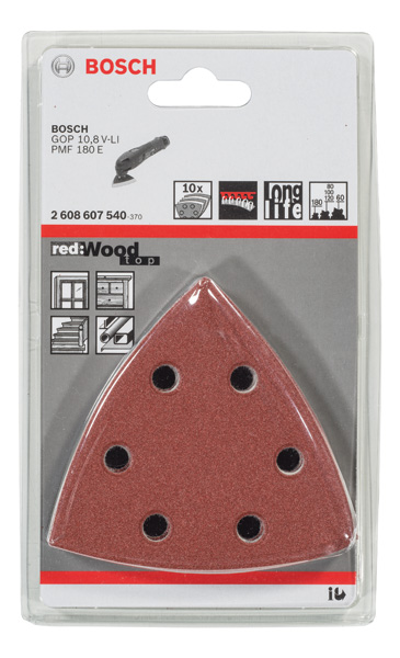 Bosch PRO F460 Schleifblatt Set, 93 x 93 mm; G60; G80; G120; G180; G240, 10-tlg.