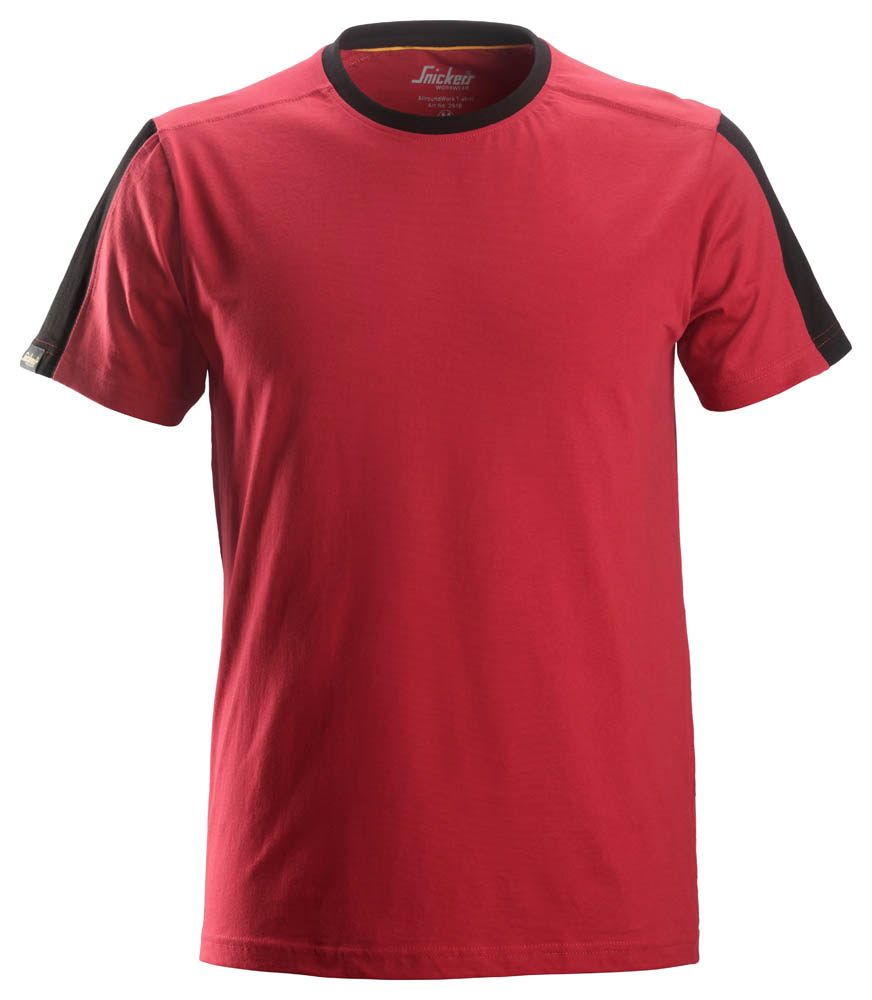 Snickers 2518 AllroundWork Baumwoll-T-Shirt rot-schwarz