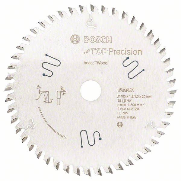 Bosch Kreissägeblatt TOP Precision Wood 165,0mm 48 Zähne