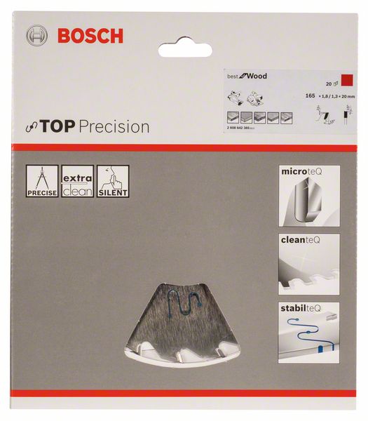 Bosch Kreissägeblatt TOP Precision Wood 165,0mm 20 Zähne