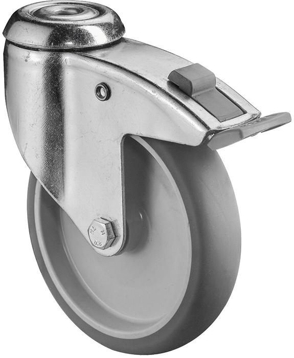 BS-Rollen Lenkrolle 100mm C121 Rückenloch Gummirad Gleitlager Festeller C121.A80.100