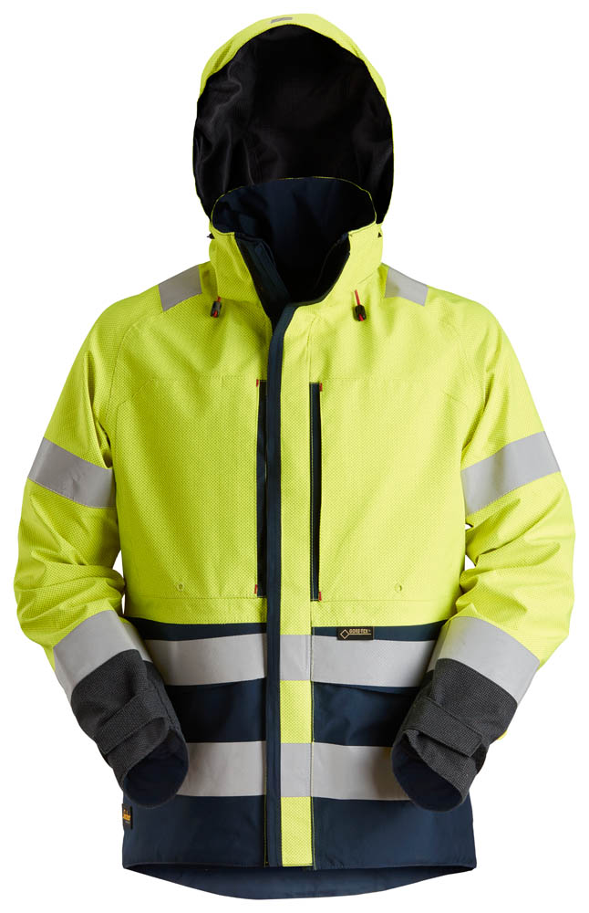 Snickers 1668 ProtecWork Hi-Vis wasserdichte GORE-TEX Arbeitsjacke, Kl. 3 signalgelb-blau