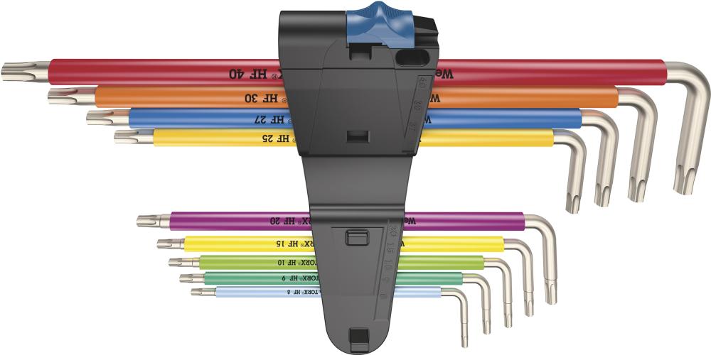 Wera Winkelschraubendreher- Satz lang Edelstahl 9-teilig T8-T40 Halfefunktion Color