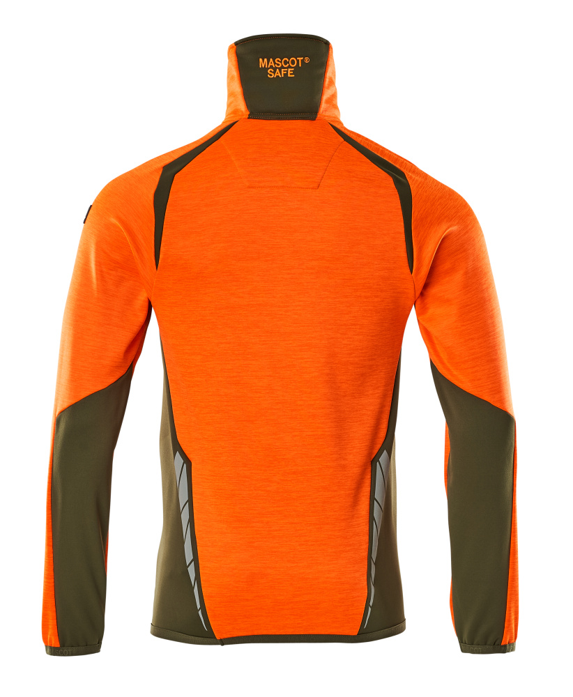 MASCOT ACCELERATE SAFE Fleecepullover mit kurzem Reißverschluss hi-vis orange/moosgrün 4XL
