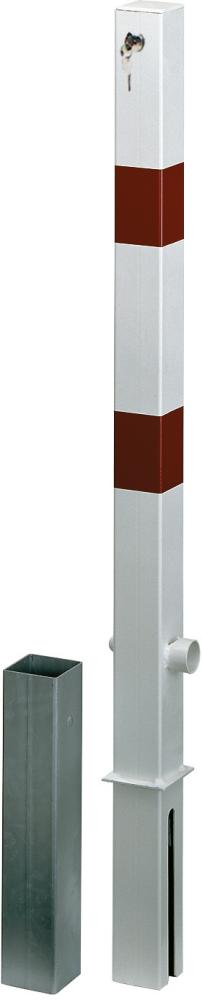 Absperrpfosten herausnehmbar 70x70mm mit Bodenhülse Rot/Reflektierend Dreikant