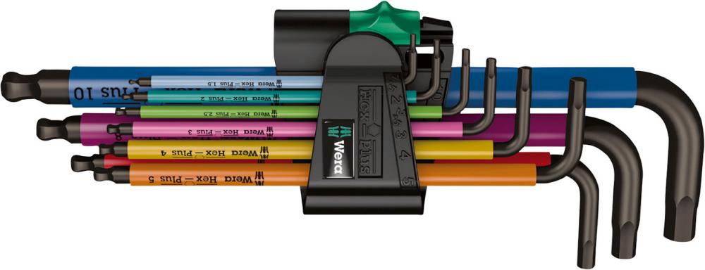Wera 950/9 Hex-Plus Multicolour 1 SB Multicolour Winkelschlüsselsatz, metrisch, BlackLaser, 9-teilig