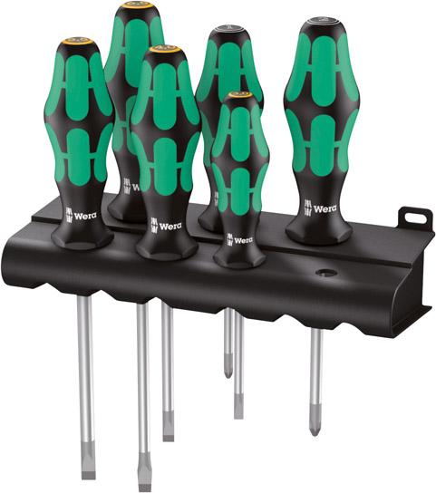 Wera 334/355/6 Rack Schraubendrehersatz Kraftform Plus Lasertip + Rack, 6-teilig
