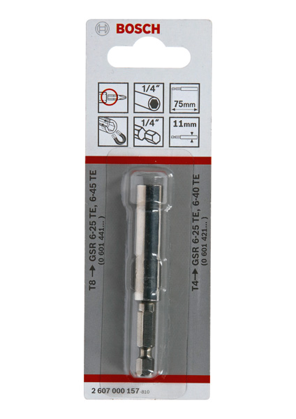 Bosch Universalhalter, 1/4-Zoll, 75mm, 11mm, (in Verbindung mit Tiefenanschlag T8/T4)