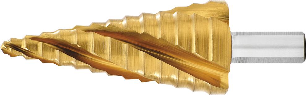 Exact Stufenbohrer HSS TiN 4-fach Spiralnute 6-30mm
