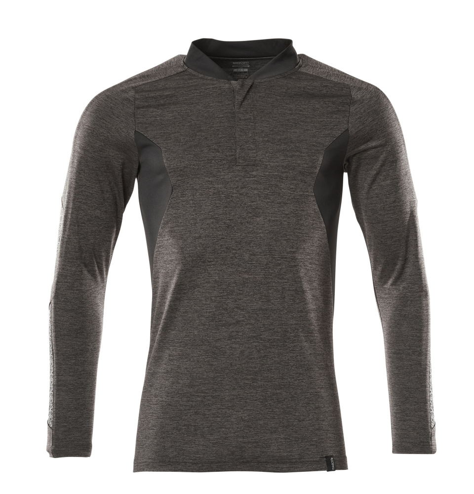 MASCOT ACCELERATE Polo-Shirt, Langarm dunkelanthrazit meliert/schwarz XS