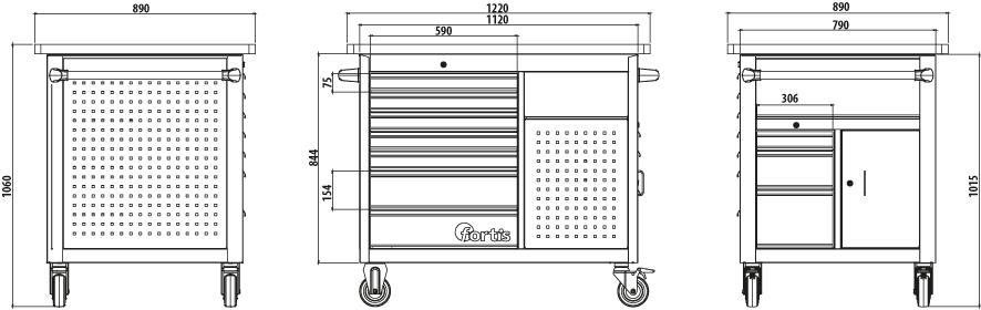 Fortis Rollwerkbank 1120x790x1005mm