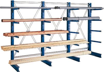 META Kragarmregal L Anbaufeld B1000xT2x600xH2500 mm doppelseitig RAL 5010 2x4 Arme Traglast 140kg